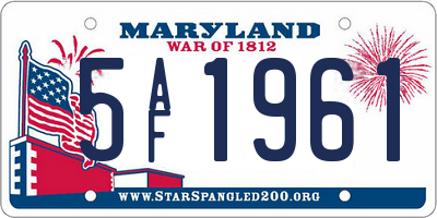 MD license plate 5AF1961