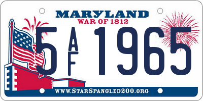MD license plate 5AF1965