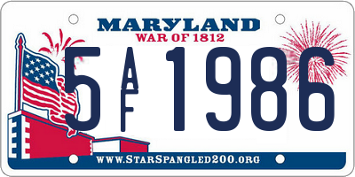MD license plate 5AF1986
