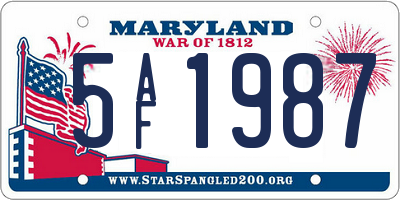 MD license plate 5AF1987