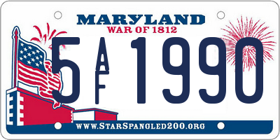 MD license plate 5AF1990