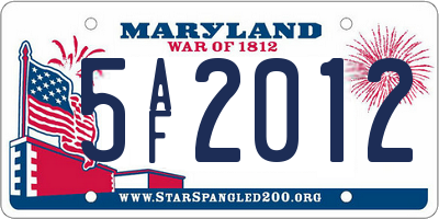 MD license plate 5AF2012