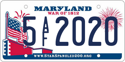 MD license plate 5AF2020