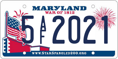 MD license plate 5AF2021
