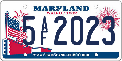 MD license plate 5AF2023
