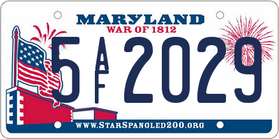 MD license plate 5AF2029