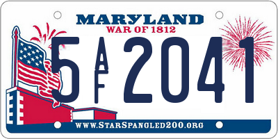 MD license plate 5AF2041
