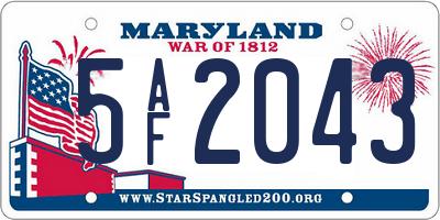 MD license plate 5AF2043