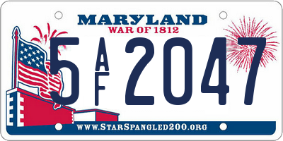 MD license plate 5AF2047