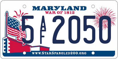 MD license plate 5AF2050