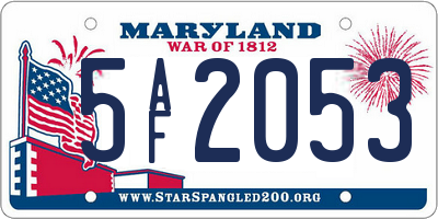 MD license plate 5AF2053
