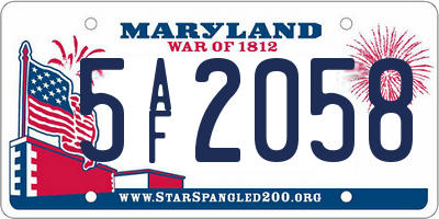 MD license plate 5AF2058
