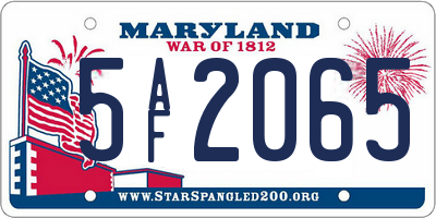 MD license plate 5AF2065