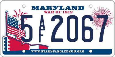 MD license plate 5AF2067