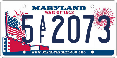 MD license plate 5AF2073