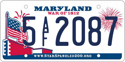 MD license plate 5AF2087