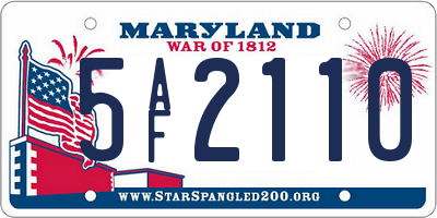 MD license plate 5AF2110