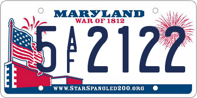 MD license plate 5AF2122