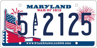 MD license plate 5AF2125