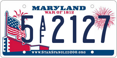MD license plate 5AF2127