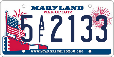 MD license plate 5AF2133