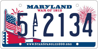 MD license plate 5AF2134