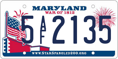 MD license plate 5AF2135