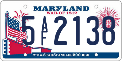 MD license plate 5AF2138