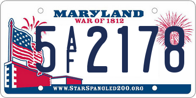 MD license plate 5AF2178