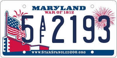 MD license plate 5AF2193