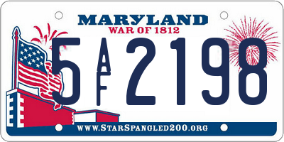 MD license plate 5AF2198