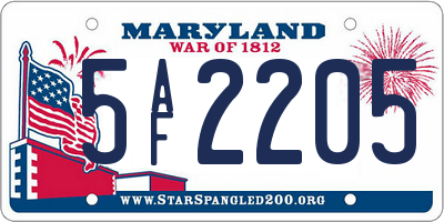 MD license plate 5AF2205