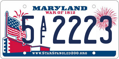 MD license plate 5AF2223