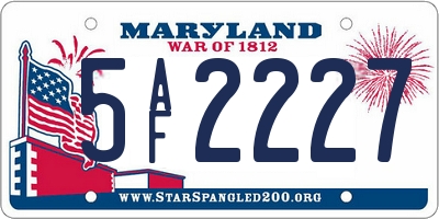 MD license plate 5AF2227