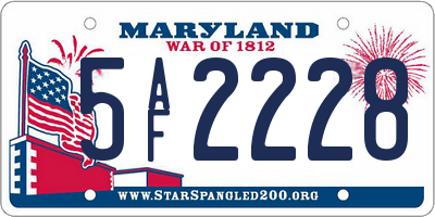 MD license plate 5AF2228