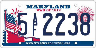 MD license plate 5AF2238