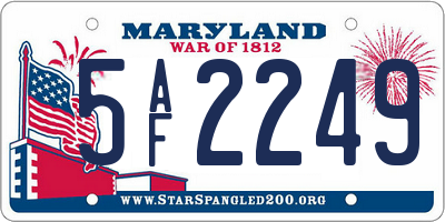 MD license plate 5AF2249