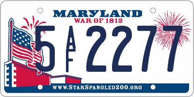 MD license plate 5AF2277