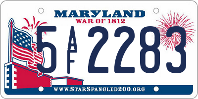MD license plate 5AF2283