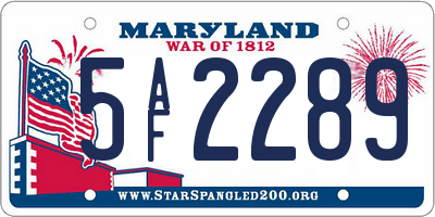 MD license plate 5AF2289