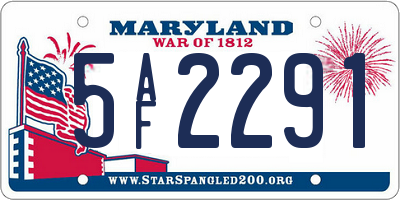 MD license plate 5AF2291