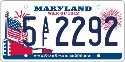 MD license plate 5AF2292