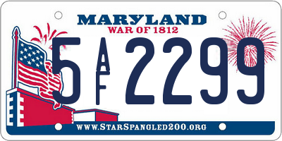 MD license plate 5AF2299