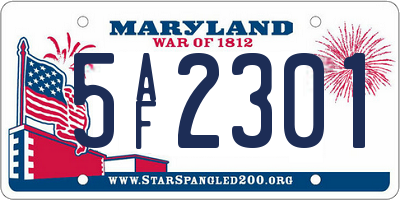 MD license plate 5AF2301