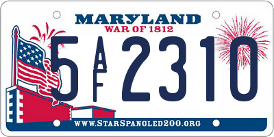 MD license plate 5AF2310