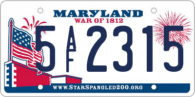 MD license plate 5AF2315
