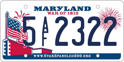 MD license plate 5AF2322