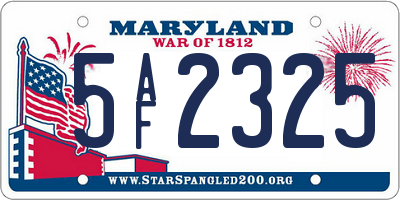 MD license plate 5AF2325