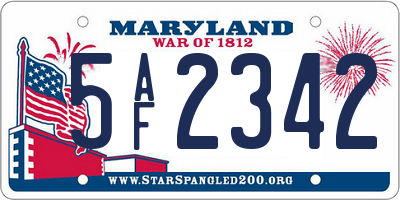 MD license plate 5AF2342
