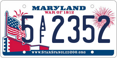 MD license plate 5AF2352